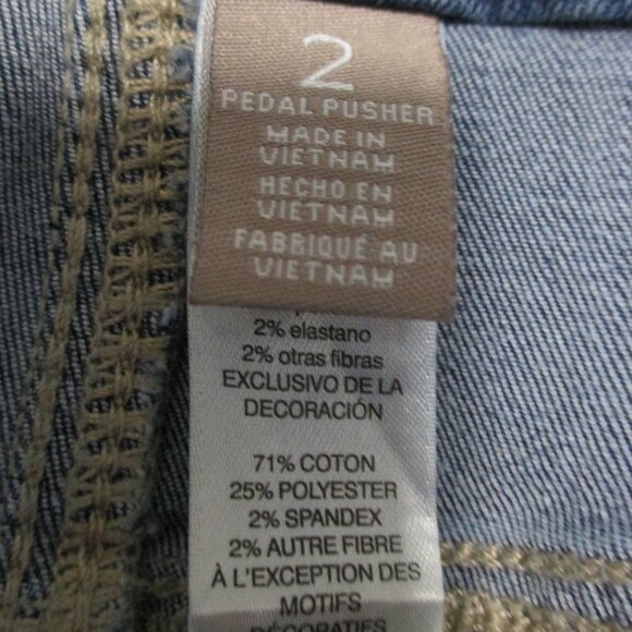 Chico's capris pedal pushers denim blue pull on with stretch size L (2) - Picture 4 of 7